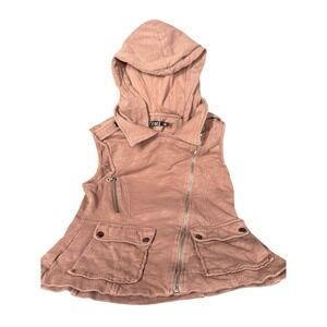Cruel Vest Womens L Hooded Asymmetrical Zip Brown Moto Western